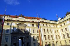 Prague Castle on a sunny day with clear blue sky