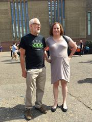 Jeremy Corbyn and Juliet Jacques at Tate United demonstration