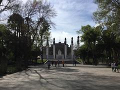 Altar a la Patria in Mexico City with Chapultepec Castle in the background