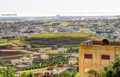 Al-Husn historic hill from Aidoun heights in Irbid, Northern Jordan