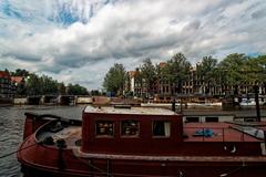 Panoramic view of Oudeschans and Montelbaanstoren in Amsterdam