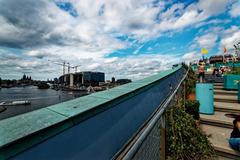 Panorama view from NEMO Science Centre roof terrace in Amsterdam