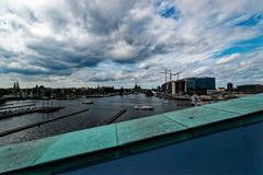 Amsterdam Oosterdok NEMO Science Centre panorama from roof terrace