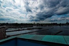 Panoramic view from the NEMO Science Centre roof terrace in Amsterdam