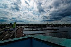 Panoramic view from the NEMO Science Centre roof terrace in Amsterdam