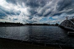 Panoramic view of NEMO Science Centre and Oosterdok in Amsterdam