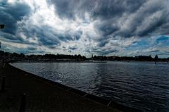 panoramic view of Amsterdam's Oosterdok featuring the NEMO Science Centre