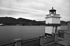 Lighthouse at Vancouver's Stanley Park in black and white