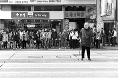 Monk Kok Hong Kong street view with busy market and people