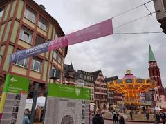 Frankfurt in the year 2020 during COVID-19 with Christmas tree and landmarks