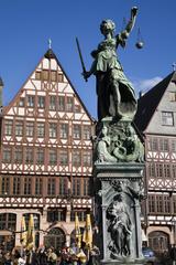 Justice fountain Statue in Römerberg, Frankfurt am Main, Germany