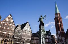 Justice fountain statue in Römerberg, Frankfurt am Main, Germany