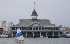 Balboa Pavilion with boats docked