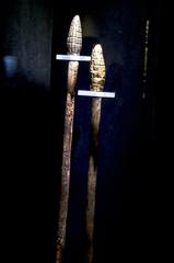 Museum display with ancient Peruvian artifacts