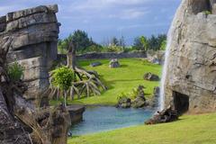 Bioparc Valencia landscape with animals and lush greenery