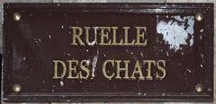 Plaque de la ruelle des Chats in Troyes, France