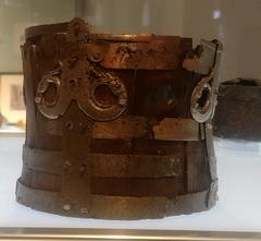 early medieval wooden bucket with copper-alloy fittings