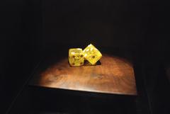 Red and blue dice on a blue background