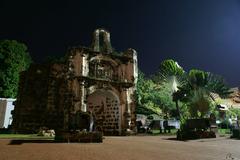 Fort A Famosa at night in Malacca, Malaysia