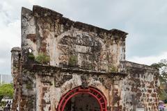 A Famosa monument in Malaysia with partial ruins