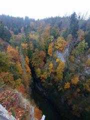 Moravian Karst landscape with dense forest and rolling hills