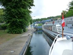 Schleuse Woltersdorf with a weir, located near Berlin, operational since 1882