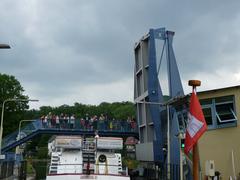 Schleuse Woltersdorf with boats passing through