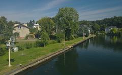 Woltersdorf lock and Kalksee lake in Woltersdorf, Brandenburg