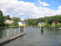 View of Kalksee in Rüdersdorf near Berlin photographed at the Woltersdorf Lock