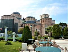 Zeyrek Mosque exterior view with trees and clear sky