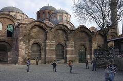 Zeyrek Mosque view with intricate brickwork and domes