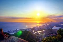 Barra da Tijuca beach view from Pedra Bonita during sunset in HDR