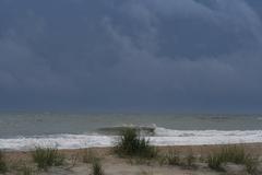 Fernandina Beach coastline with waves crashing on the shore