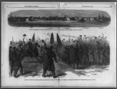 Illustrations of Fernandina, Florida, and General McClellan with his staff