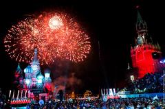 Spasskaya Bashnya Moscow Military Tattoo festival on the Red Square