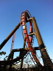 Nemesis Inferno vertical loop roller coaster