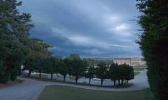 Scenic landscape before the rain with cloudy sky