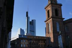 Commerzbank building and Paulskirche in Frankfurt