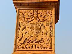 Close up of Jaipur column at Rashtrapati Bhawan with bas-reliefs