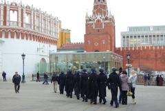 Cadets entering the Kremlin in winter