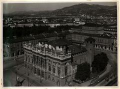 Torino cityscape from Torre Littoria, with Palazzo Madama in the foreground, July 1933