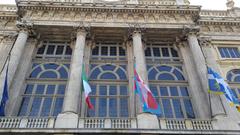 Palazzo Madama entrance in Piazza Castello, Turin, Italy