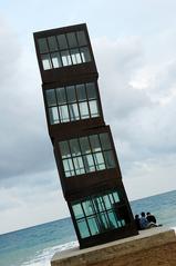 L'estel ferit public art sculpture on Barceloneta Beach in Barcelona