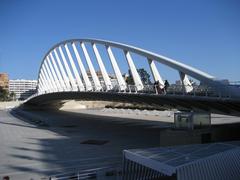 Calatrava Bridge over Turia Riverbed in Valencia