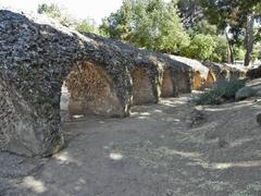 Roman Circus of Toledo ruins with distant view of a cityscape