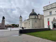 Cathedral Square with Gediminas statue and bell tower