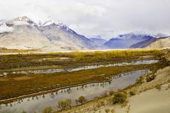 Katpana Lake near Skardu, Gilgit-Baltistan, Pakistan, viewed from the edge of Katpana Desert