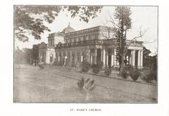 St Mark's Church in Bangalore, historic image from 1900 by C H Doveton