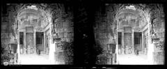 two women at the remains of the Temple of Diana in Nimes