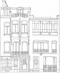 Drawing of the facade of the Horta House in Brussels